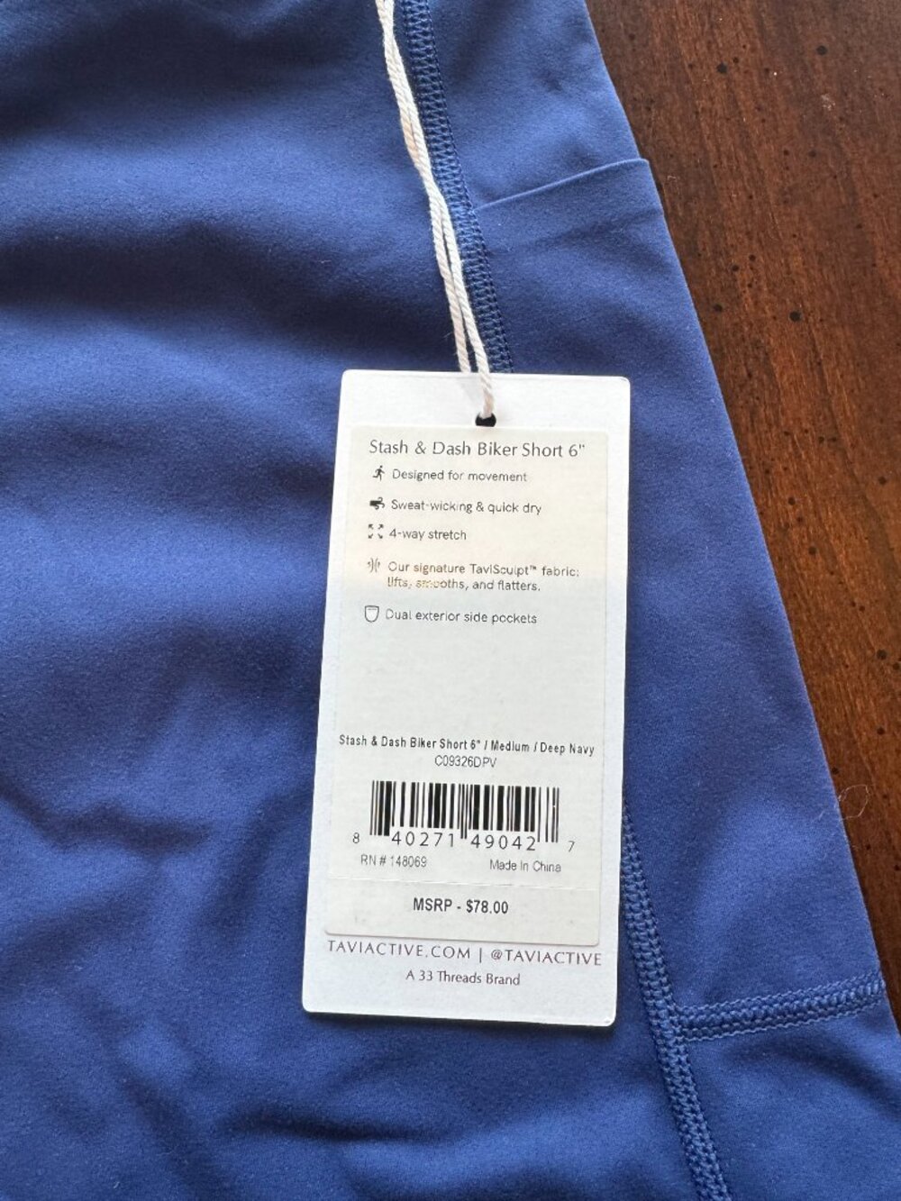 TAVI Navy Blue High-Waisted Biker Shorts – NWT - Picture 2 of 3